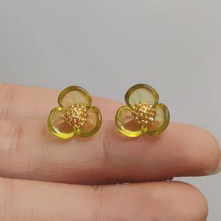 Flower Earring 1 Pair - 1628 - Yellow - One Size