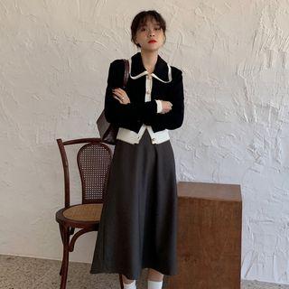 Cardigan / Midi A-line Skirt