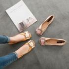 Faux Leather Buckled Ballerina Flats