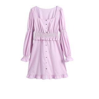 Bell-sleeve Square-neck Mini A-line Dress