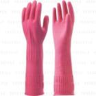 Natural Rubber Long Gloves 1 Pair - Pink - M