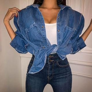 Dual-pocket Boxy Denim Shirt