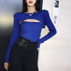 Set: Cropped Knit Top + Camisole Top