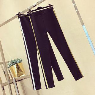 Stripe Fleece-lined Skinny Pants