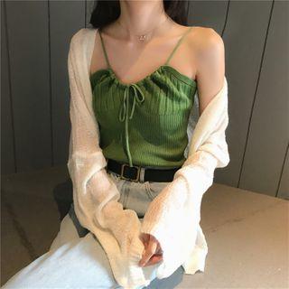 Spaghetti Strap Knit Top / Light Cardigan
