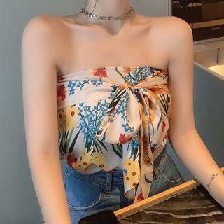 Strapless Floral Top Off-white - One Size