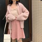 Open Front Cardigan / Knit Camisole / A-line Skirt
