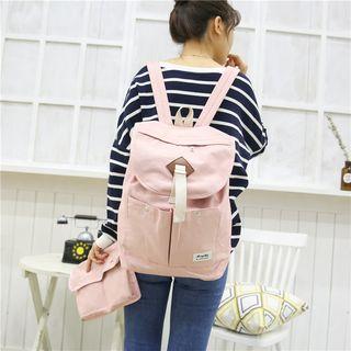 Set: Pinstripe Panel Clutch + Backpack