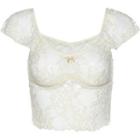 Cap-sleeve Lace Crop Top