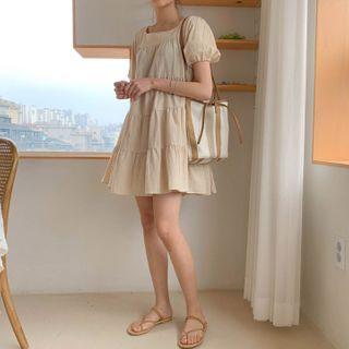 Puff-sleeve Tiered Minidress
