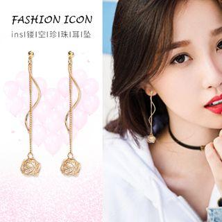 Faux Pearl Swirl Drop Earring 1 Pair - Gold - One Size