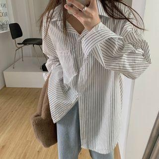 Oversized Striped Shirt Black & White - One Size