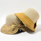 Bow-accent Straw Panel Bucket Hat