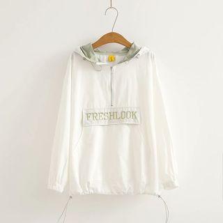 Zip Embroidered Letter Overhead Windbreaker
