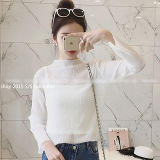Set: Long-sleeve Chiffon Top + Camisole
