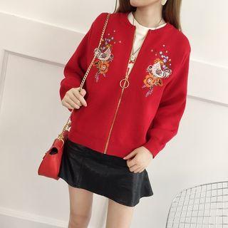 Embroidery Knit Baseball Jacket