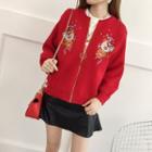 Embroidery Knit Baseball Jacket