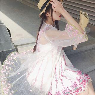 Set : Embroidered Light Jacket + Sleeveless Dress