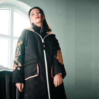 Phoenix Embroidered Hooded Zip Jacket