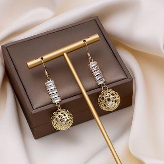 Rhinestone Ball Drop Earring E4136 - 1 Pair - Gold - One Size