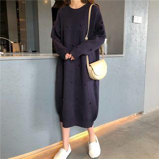 Pompom Loose Sweater Dress
