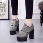 Velcro Chunky Heel Platform Shoes