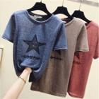 Short-sleeve Star Beaded T-shirt
