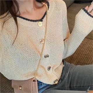 Contrast-trim Cropped Cardigan