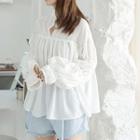 Long-sleeve Plain Mock Neck Top