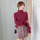 Turtleneck Sweater / Tweed Skirt