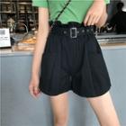 Paperbag-waist Belted Shorts