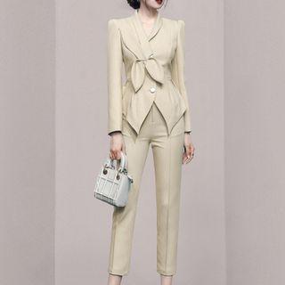 Set: Bow Accent Blazer + Dress Pants