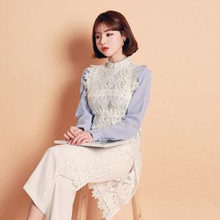 Sleeveless Tie-detail Laced Dress