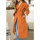 Faux-pearl Shirred Coat With Sash