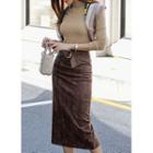 Belted Python Long Pleather Skirt