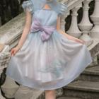 Short-sleeve Bow A-line Dress / Cropped Camisole Top