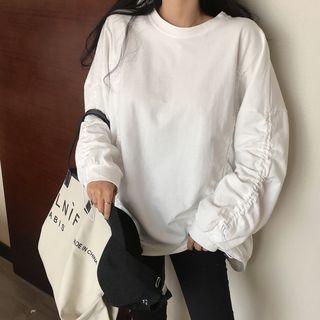 Drawstring Long-sleeve T-shirt / Lettering Leggings