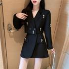 Pearl Accent Cropped Blazer / High-waist A-line Skirt ( Various Designs )