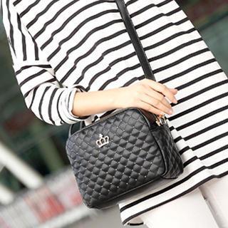 Metal Crown Quilted Crossbody
