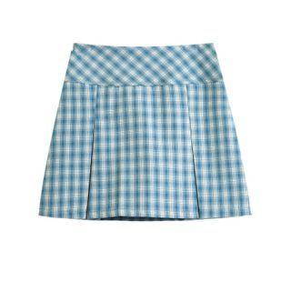 Plaid A-line Short Skirt