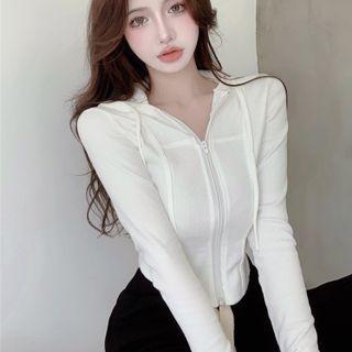 Long-sleeve Hooded Zip T-shirt
