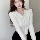 Long-sleeve Hooded Zip T-shirt