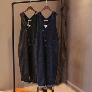 V-neck Button Detail Jumper Jeans