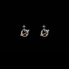 Rhinestone Planet Earring 1 Pair - S925 Silver Stud Earrings - Gold - One Size
