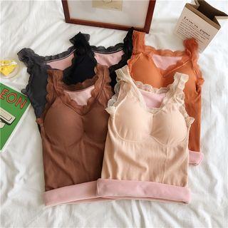Lace-trim Fleece-lined Tank Top