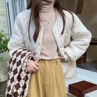 Oversized Argyle Long-sleeve Jacket