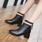 Block-heel Knit Panel Ankle Boots