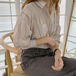 Dual-pocket Striped Boxy Shirt