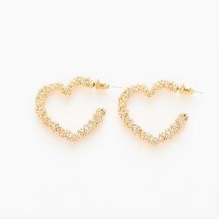 Rhinestone Heart Open Hoop Earring As Shown In Figure - One Size