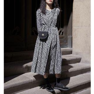 Floral Collared Midi A-line Dress